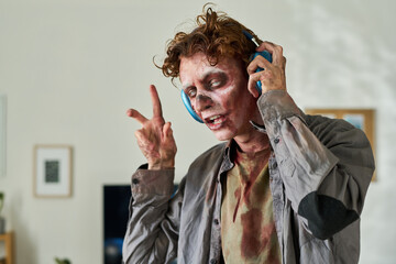 Zombie Listening To Music In Headphones