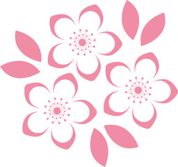Cherry Peach plum Blossom flower spring flowers flat vector icon set for apps websites or print.