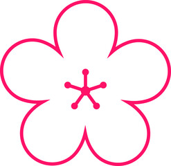 Cherry Peach plum Blossom flower spring flowers flat vector icon set for apps websites or print.