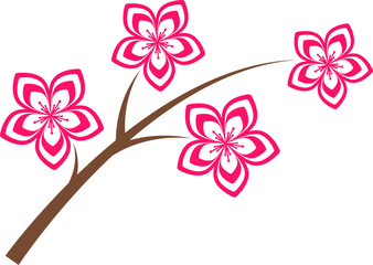 Cherry Peach plum Blossom flower spring flowers flat vector icon set for apps websites or print.
