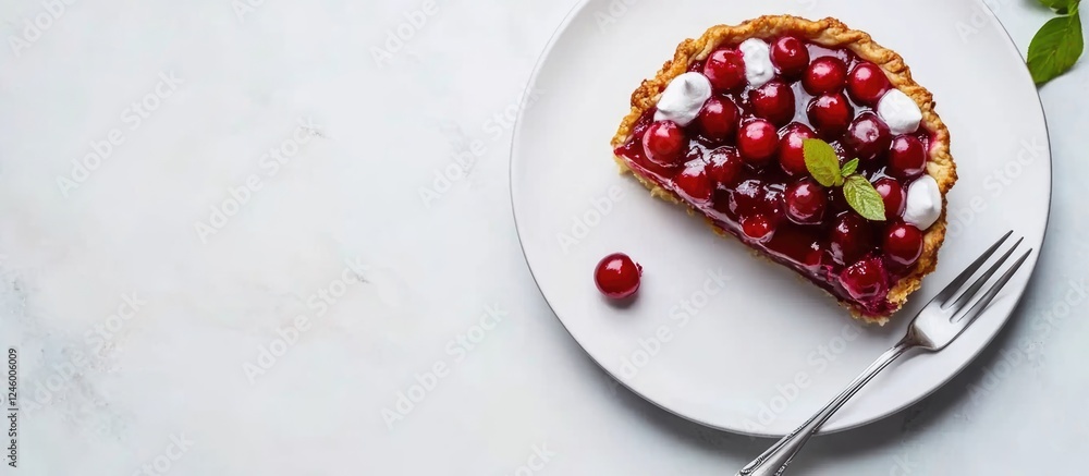 Aufkleber delicious cherry pie on a white plate with a fork creating perfect culinary showcase and space for t