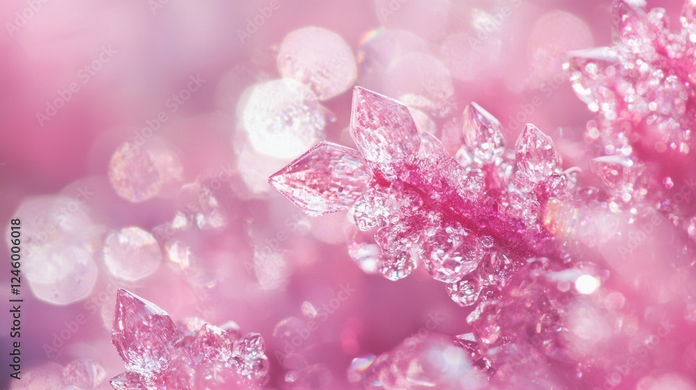 Poster sparkling pink crystals elegantly catch soft light, creating a dreamlike effect. the brilliant hues 