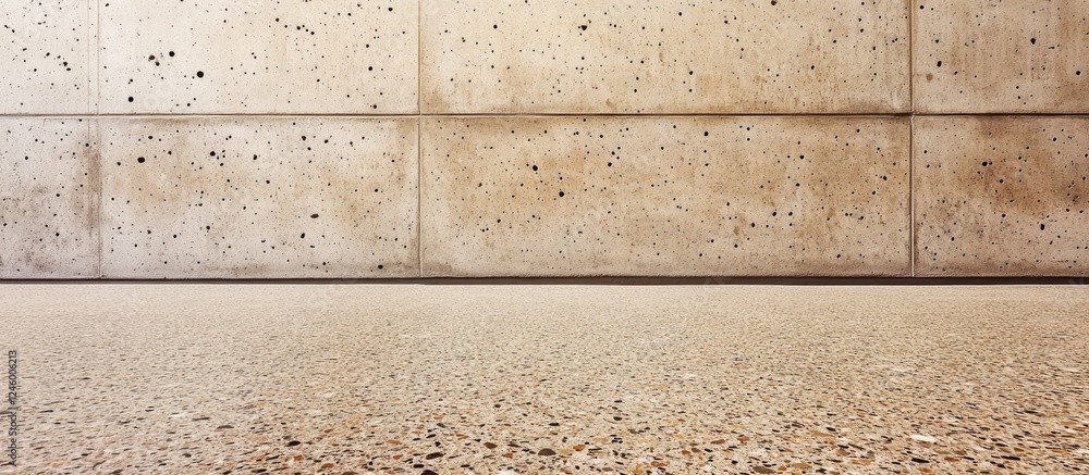 Poster sandstone wall and floor background with exposed aggregate finish texture suitable for building cons