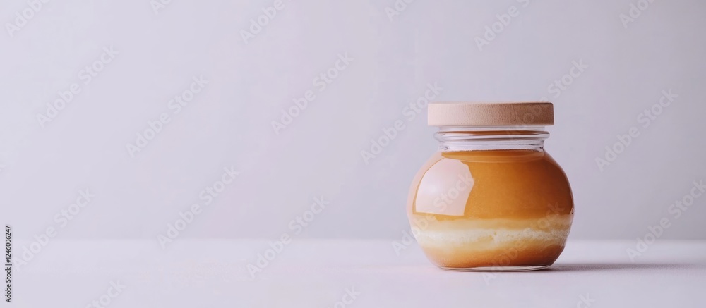 Poster glazed donut in a glass jar isolated on a clean white background with ample space for text and desig