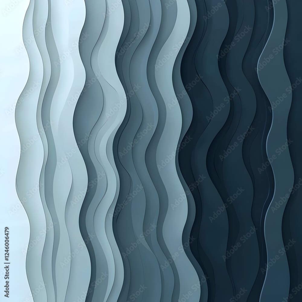 Poster an abstract background featuring flowing wave-like patterns in shades of blue and gray, evoking a se