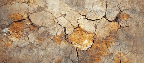 Cracked Rock Surface with Texture and Patterns in Earthy Tones