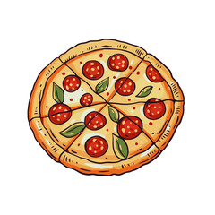 Enjoy a mouthwatering Delicious Pepperoni Pizza topped with Fresh Basil for flavor