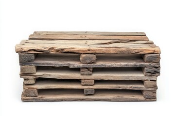 Stacked Wooden Pallets on a White Background for Industrial Applications and Storage Solutions