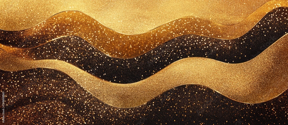 Poster gold glitter waves textured background elegant shiny design with empty space for text ideal for fest
