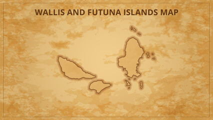 A Vintage Map Depicting the Borders of the Wallis and Futuna Islands. Wallis and Futuna Islands map with federal states in A vintage map based background, Political Wallis and Futuna Islands Map