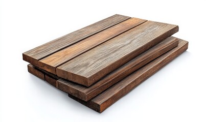 Stacked Wooden Planks on White Background for Construction or Craft Projects, Ideal for DIY, Home Improvement, and Artistic Endeavors