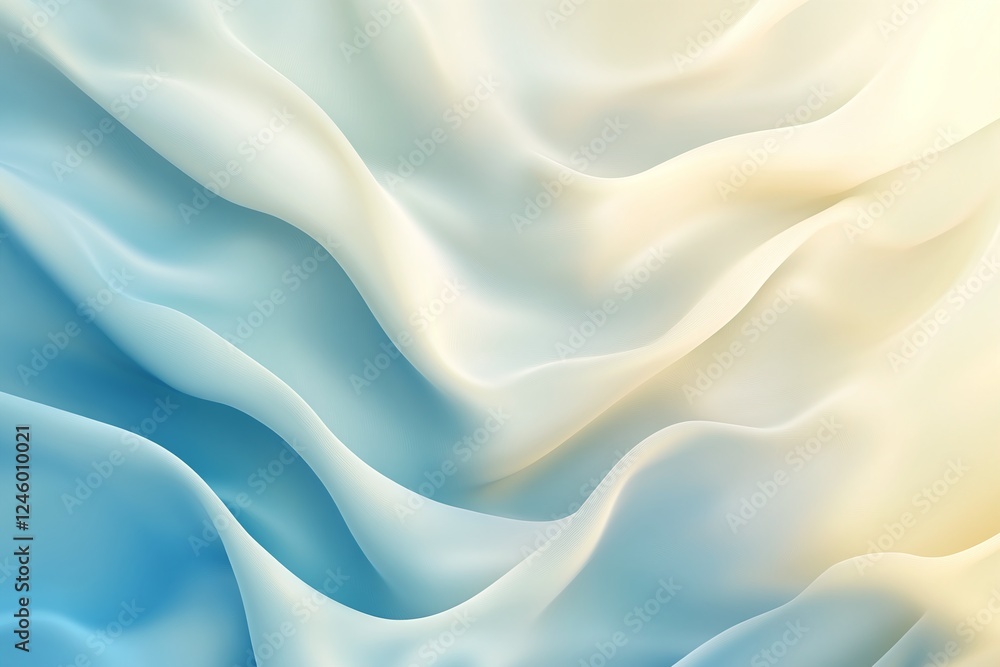 Poster abstract soft flowing wave pattern with light blue and beige gradient colors representing serenity