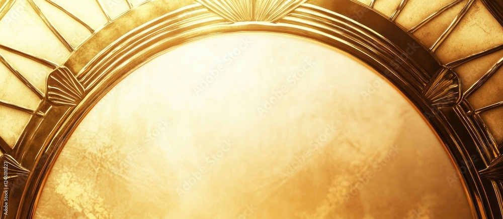 Poster elegant golden art deco frame on soft light background with ample copy space for text or branding