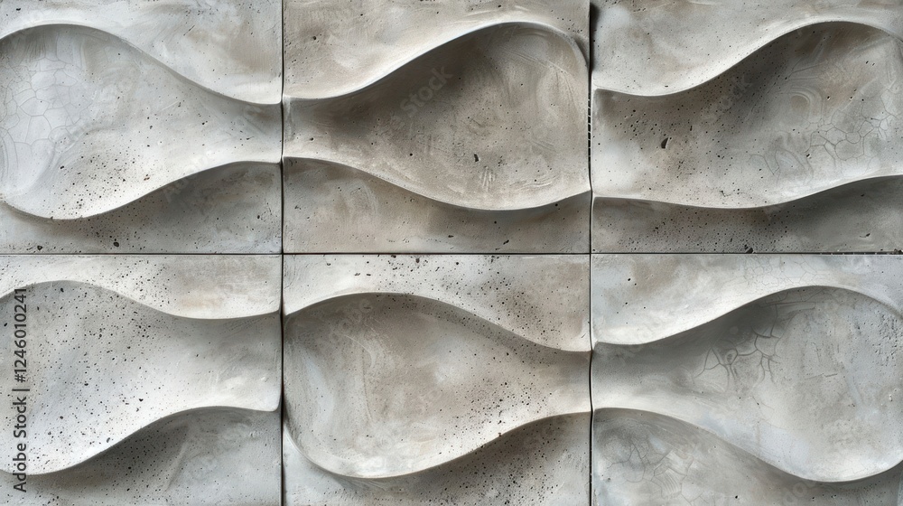Poster abstract wall design featuring undulating patterns in a modern architectural setting