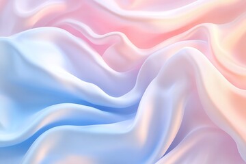 Fototapeta premium Soft Flowing Pastel Fabric Texture with Pink and Blue Gradient Waves for Elegant Design Backgrounds