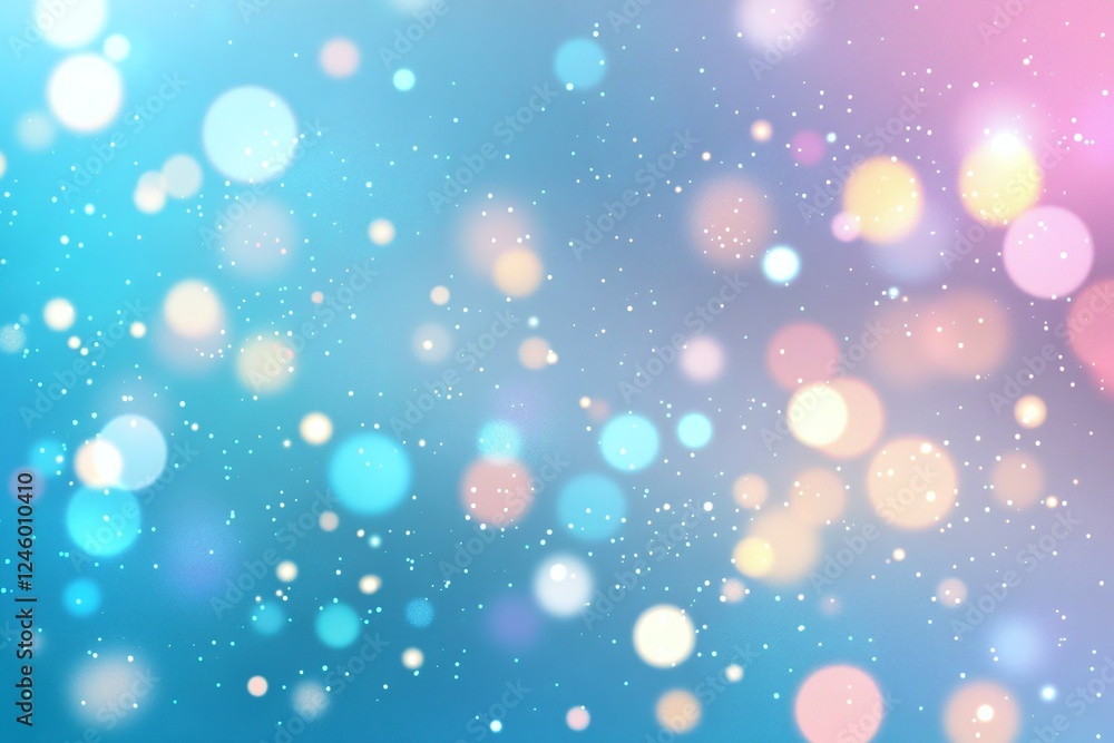 Poster abstract bokeh light pattern with soft blue and pink colors and glitter effect on blurred background