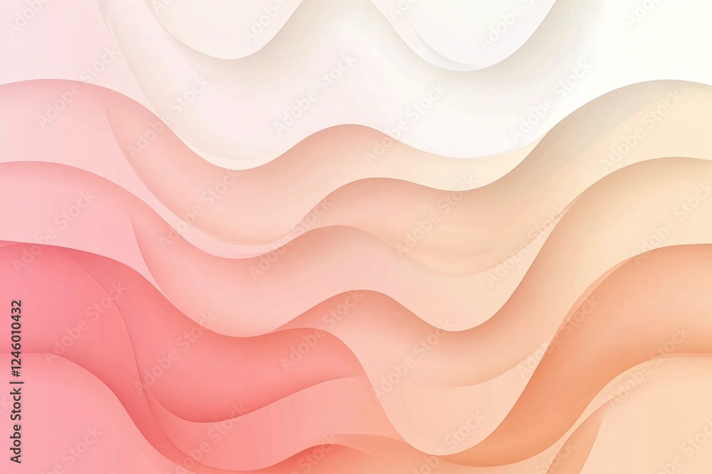 Poster abstract wavy gradient pattern with soft pink and beige curves on light background