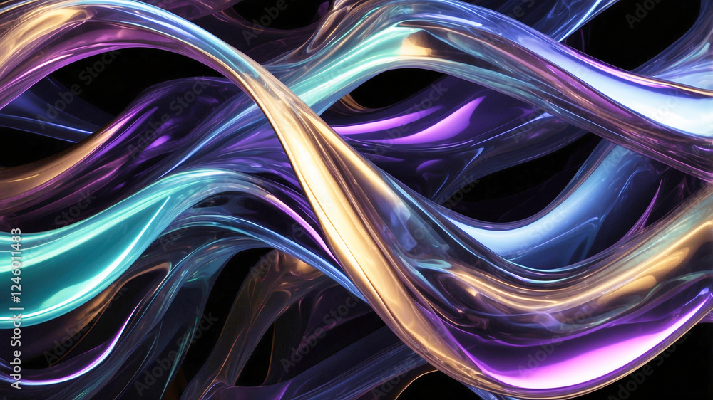 Poster abstract structure of smooth translucent curved shapes