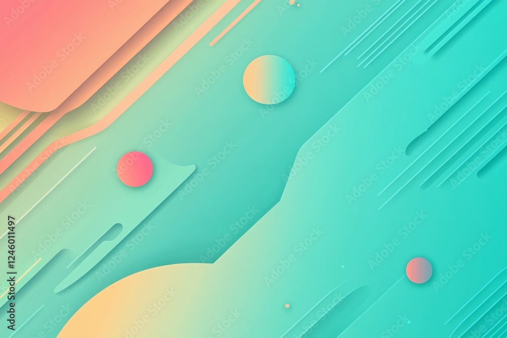 Aufkleber abstract gradient background with pastel circles and subtle geometric shapes in teal and peach tones