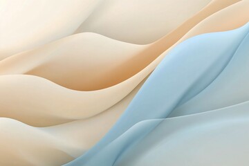Obraz premium Soft Flowing Beige and Blue Abstract Waves with Smooth Gradient and Minimalist Aesthetic