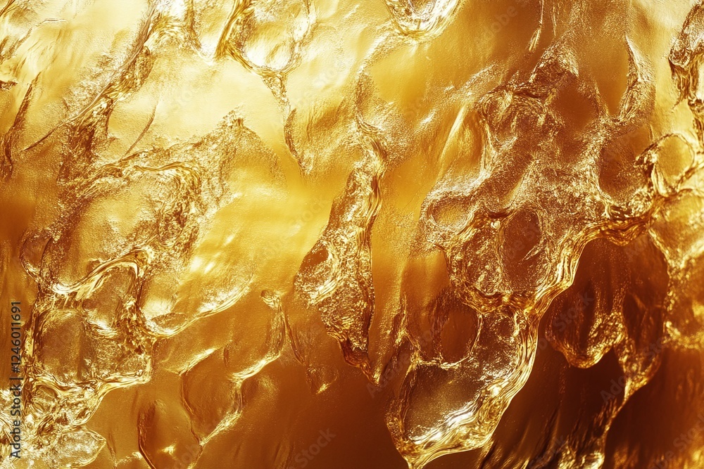 Aufkleber abstract textured golden surface with shimmering warm tones and fluid metallic patterns