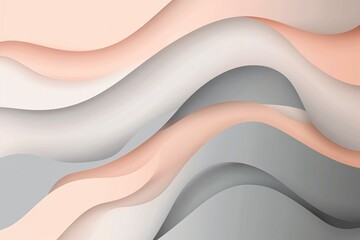 Obraz premium Elegant Abstract Wavy Pattern with Neutral Beige Gray and Peach Tones in Layered Background Design