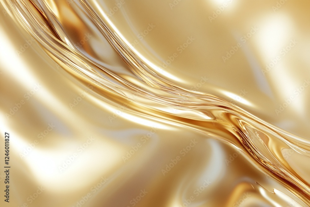Poster abstract flowing gold metallic texture with smooth glossy finish reflective surface design