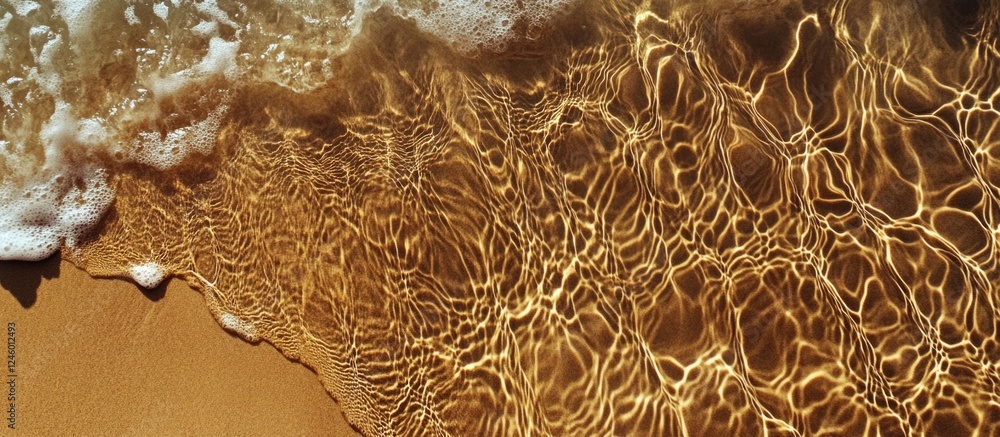 Poster natural erosion patterns on sandstone at silence beach with ocean waves creating intricate textures 