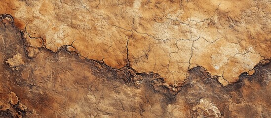 Textured close-up of cracked brown soil in the dry desert landscape of Bryce Canyon National Park highlighting natural geological formations.