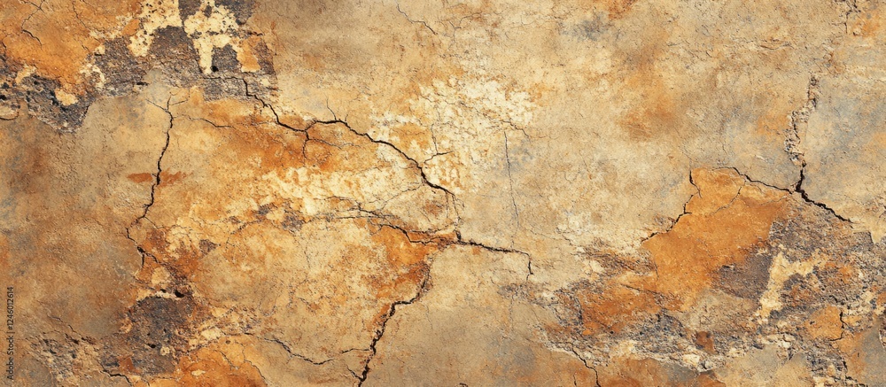 Poster dry cracked terrain surface with distinct patterns for textured background use
