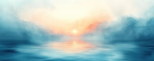 Obraz premium soft pastel blue background with white cloud center and vintage textured border