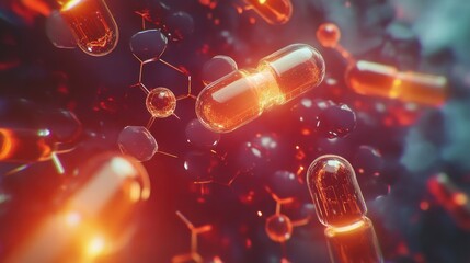 Abstract Representation of Capsules and Molecules in Vibrant Colors