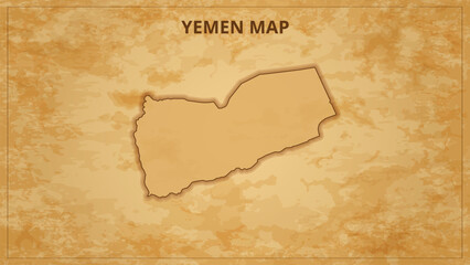 A Vintage Map Depicting the Borders of the Yemen. Yemen map with federal states in A vintage map based background, Political Yemen Map