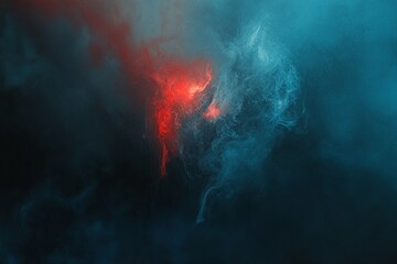 Abstract Red and Blue Smoky Texture with Vivid Light Hues and Dark Mysterious Background