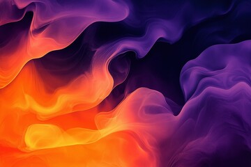 Obraz premium Vibrant Abstract Gradient with Swirling Orange and Purple Smoke-Like Patterns on Dark Background