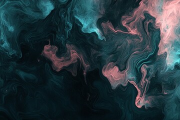 Obraz premium Abstract Fluid Art with Blue and Pink Marble Swirling Patterns on Dark Background