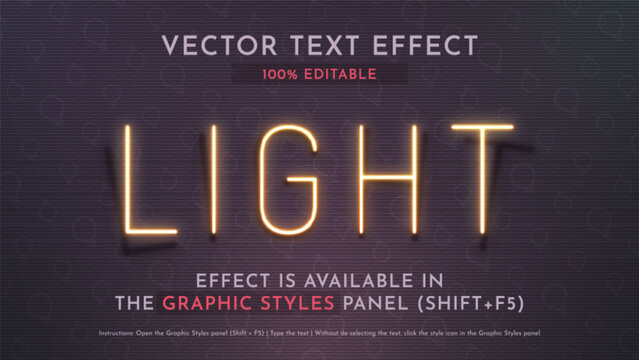 Neon Light Editable Text Effect, Graphic Style