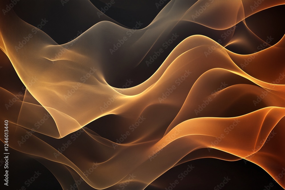 Poster abstract flowing golden wave patterns on dark background representing energy and motion
