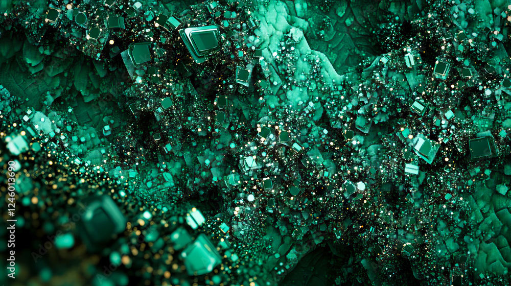 Aufkleber a pulsating mosaic of green data technology, digital high tech concept