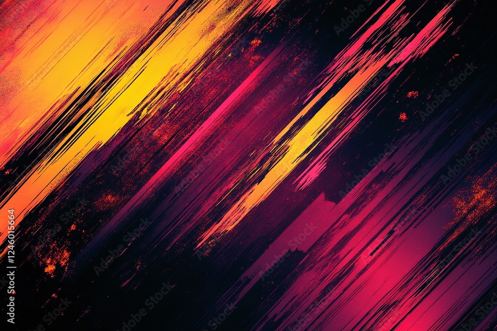 Poster dynamic abstract gradient brush strokes with red pink yellow on dark background art design