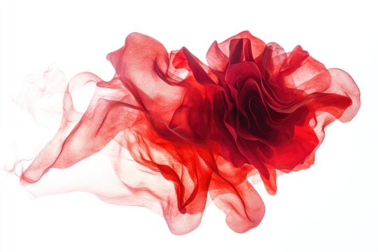 Red fabric forms a roselike shape in flowing motion