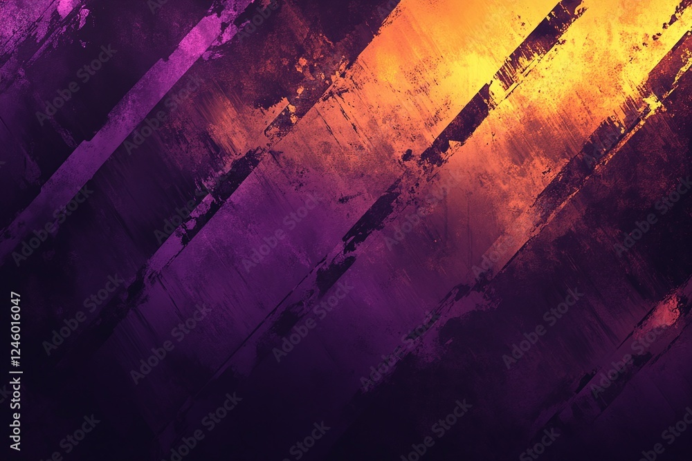 Poster abstract purple and yellow gradient diagonal brush strokes with rough textured background