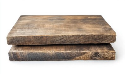 Two Wooden Cutting Boards Stacked on a White Background - Perfect for Kitchen or Culinary Use in Food Preparation and Presentation