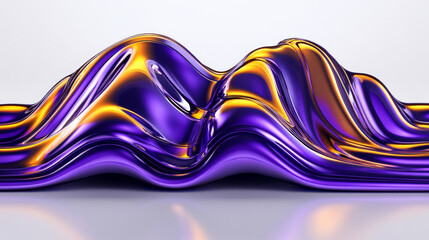 Abstract purple and gold metallic waves create dynamic scene