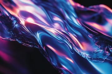 Obraz premium Vibrant Abstract Blue and Pink Swirling Glass Texture with Glossy Liquid Effect on Dark Background