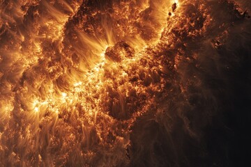 Fiery cosmic nebula swirls, space background, energy