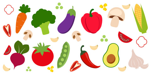 Fototapeta premium vegetable icons. Vector illustrations of fresh vegetable