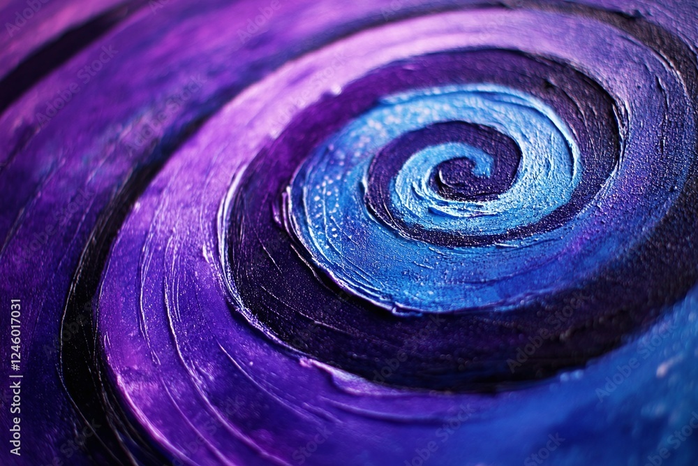 Poster abstract blue and purple swirl pattern with vibrant texture and artistic spiral design on canvas