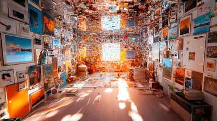 Creative vision board showcase personal space digital collage vibrant environment inspirational viewpoint yearly achievements representation