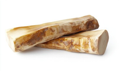 Two Wooden Logs on a White Background for Natural Decor or Art Projects